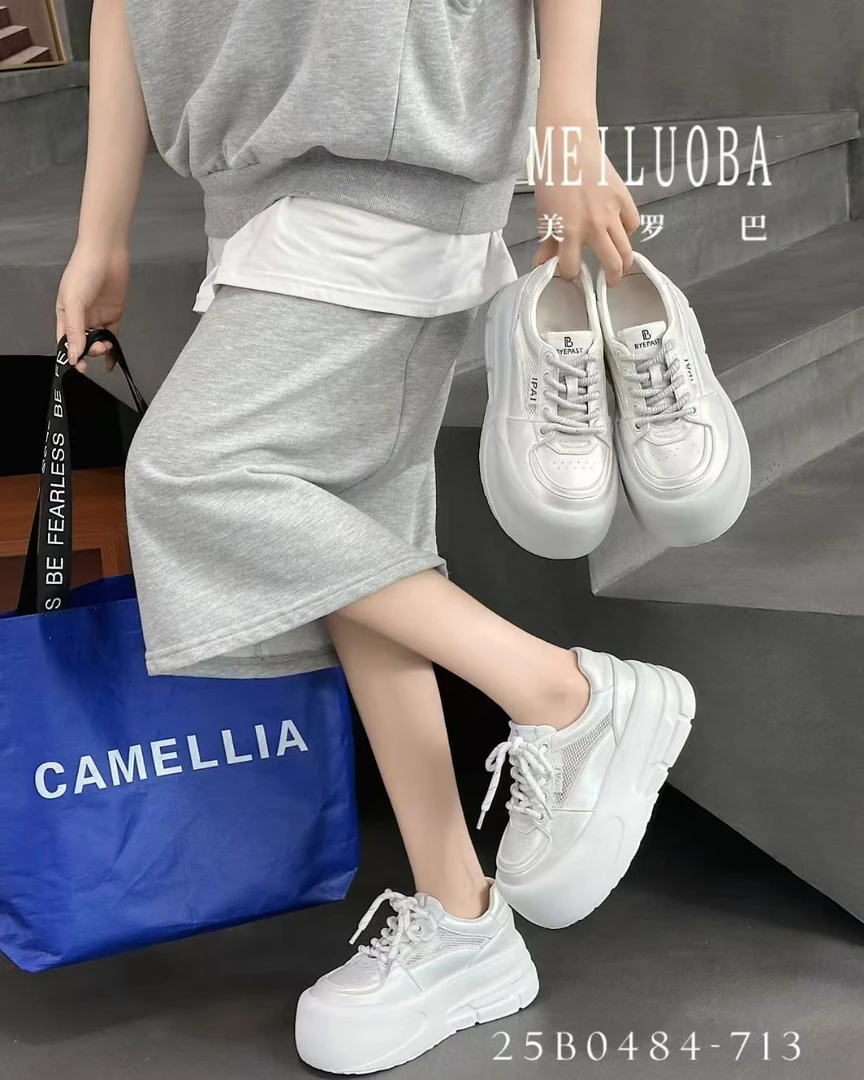 【美罗巴】透气厚底夏季运动休闲鞋时尚面包鞋韩版小白鞋