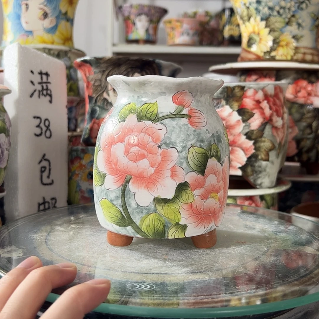 景德镇手绘花盆幸运花盆