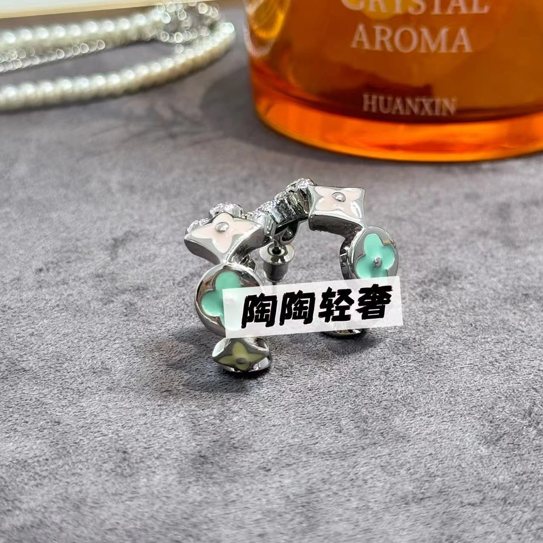 铜合金珐琅耳饰 TT高奢系列驴家四叶草幸运耳环EHa705