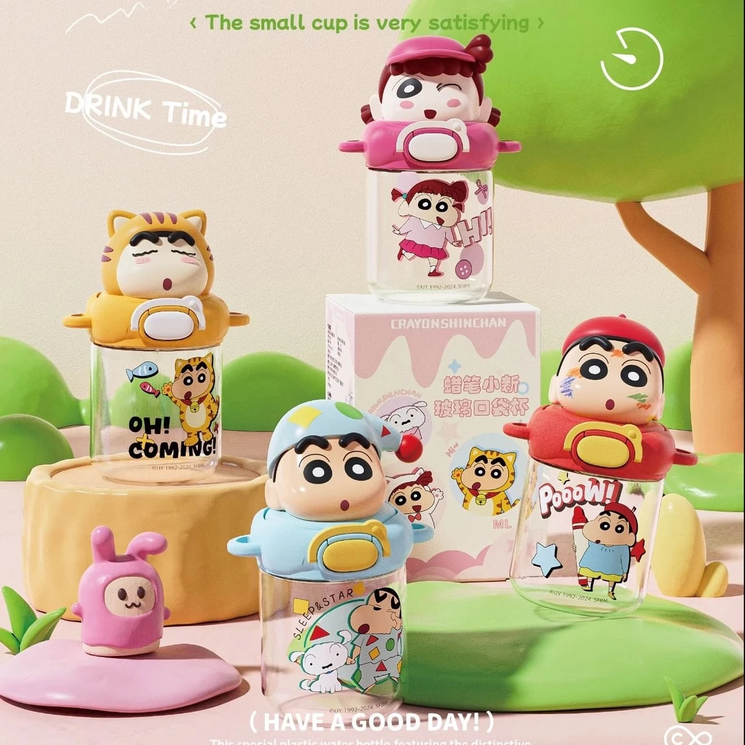 奇怡蜡笔小新水杯女高颜值可爱吸管玻璃杯耐高温学生小巧便携杯子