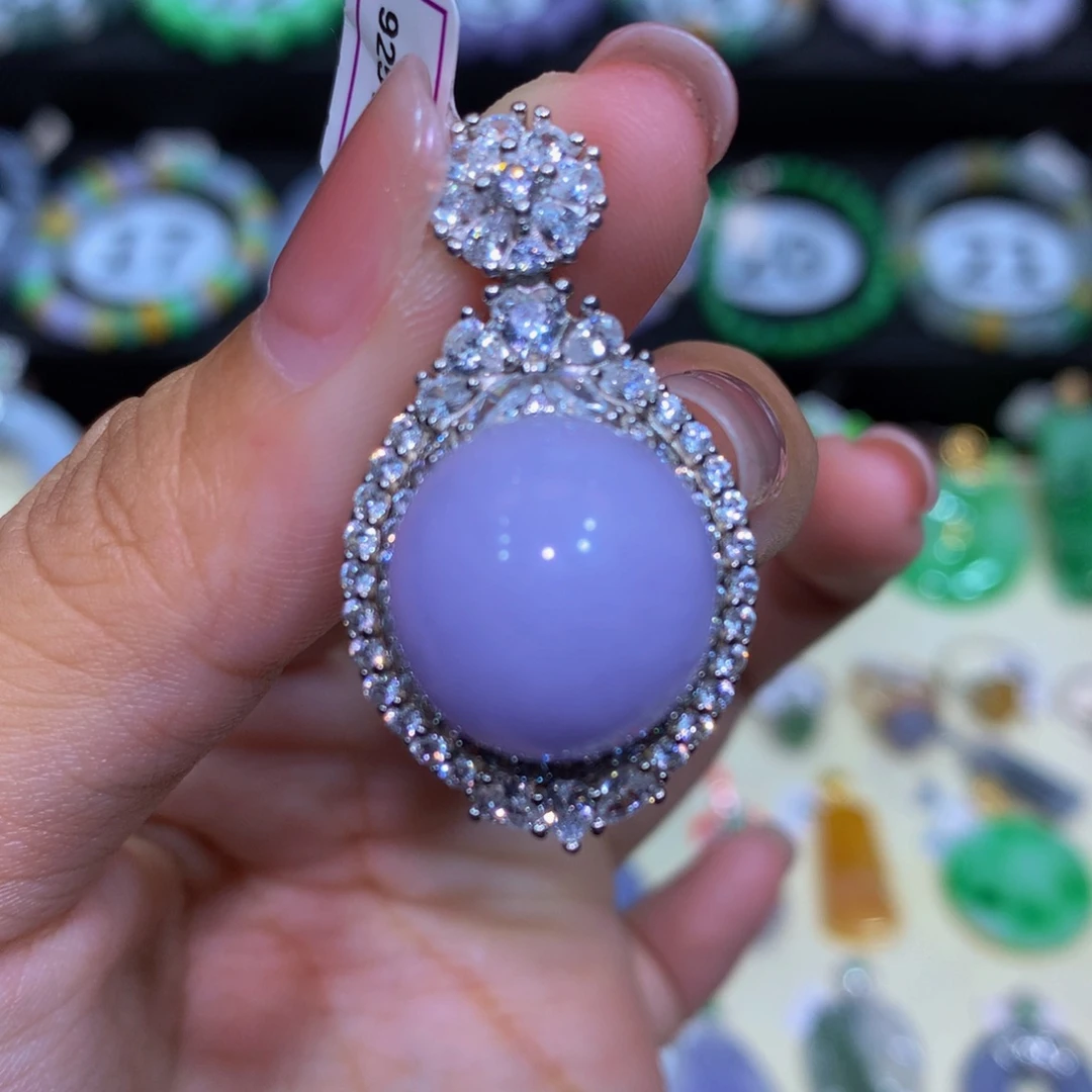 .***.翡翠银S925镶嵌颈饰翡翠