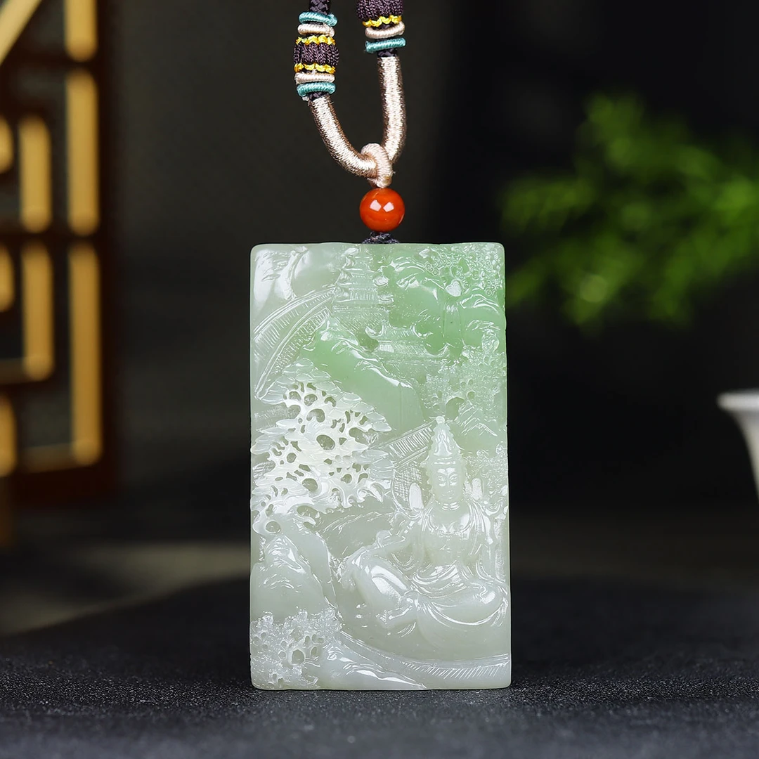 122948和田玉翠青山水牌