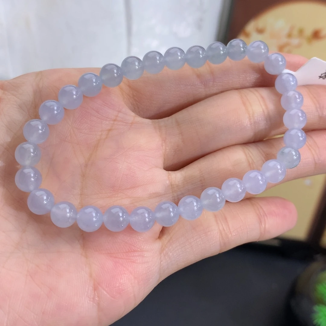 翡翠未镶嵌手串卡6冰胶淡蓝紫手串