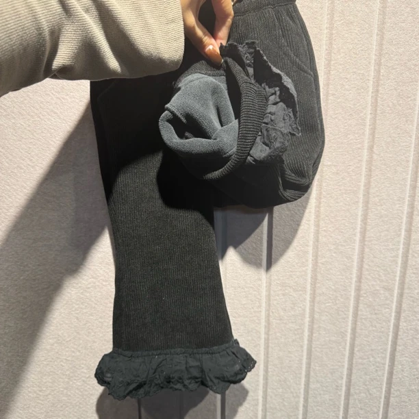 实体特价女童冬季加绒加厚花边微辣保暖休闲长裤外穿