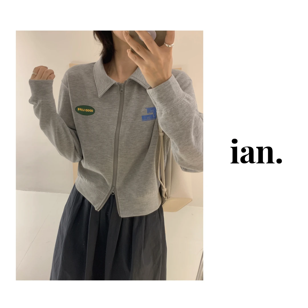 【ian】 「絮语」拉链字母短外套