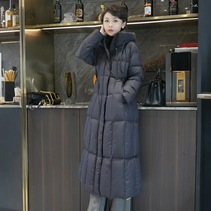 【95白鹅绒】时尚气质收腰连帽宽松鹅绒服XLYP1976