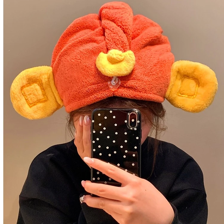 可爱财神干发帽女加厚超强吸水速干包头毛巾擦洗头干发巾单层浴帽