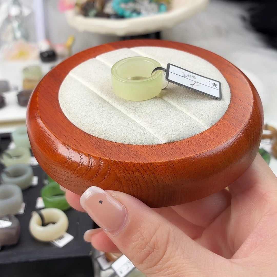 和田玉未镶嵌戒指Q39黄圆切内径15.2