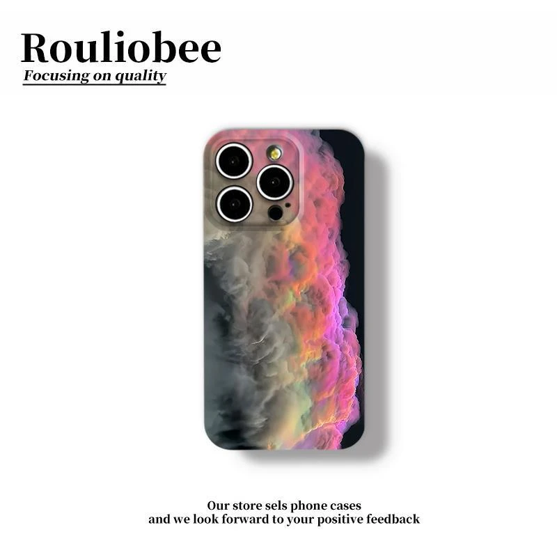 欧克里里七彩祥云渐变适用苹果16promax手机壳华为Pvivo小米oppo