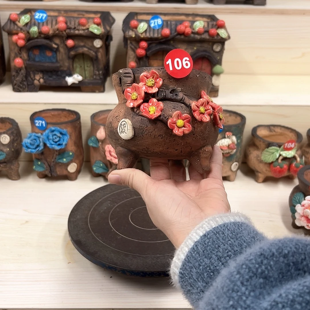 紫砂花盆106号内口8.5外高10