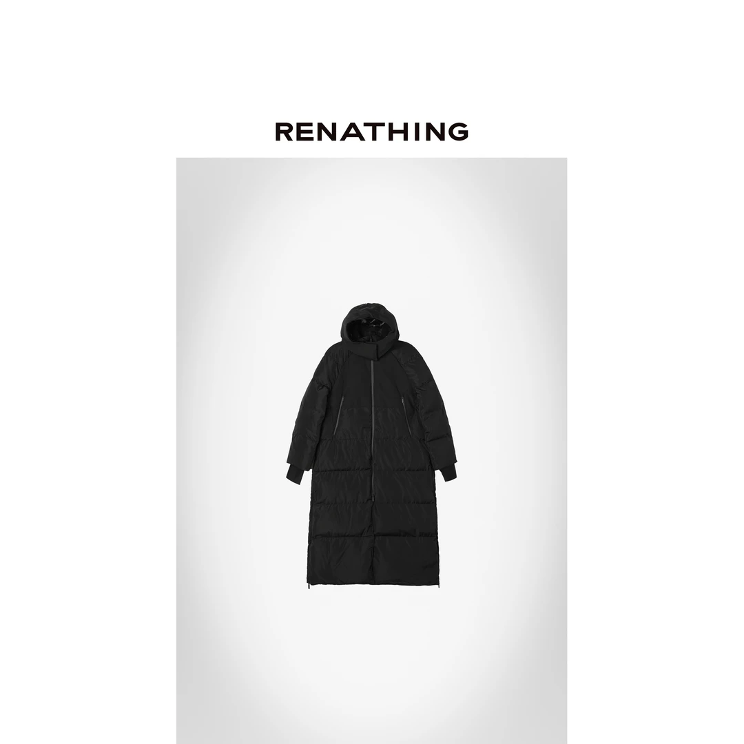 【RENATHING】连帽拉链长款羽绒服