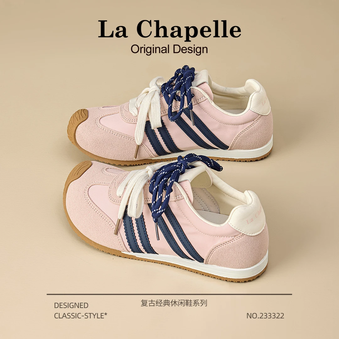 拉夏贝尔平底德训鞋女2025新款夏季百搭透气小白鞋休闲运动板鞋女