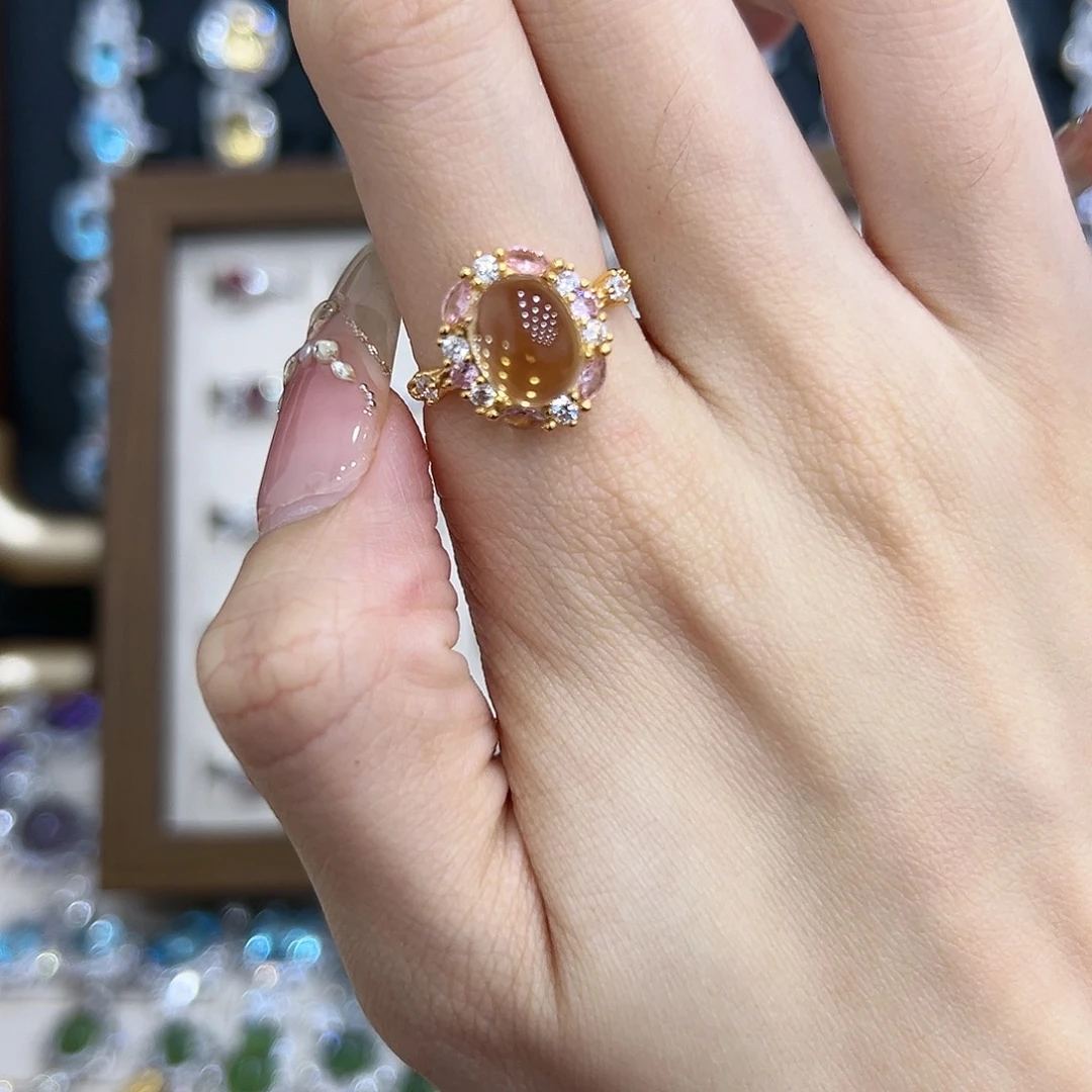 ✘***G银S925镀金镶嵌戒指黄晶