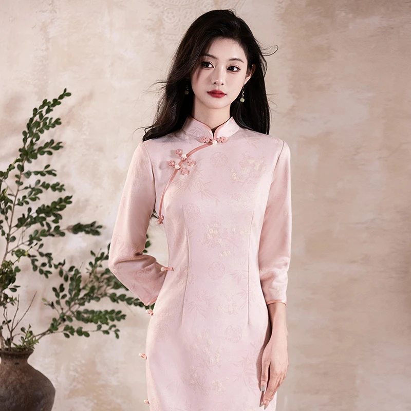 绝美新中式旗袍2025新款秋季日常可穿改良连衣裙妈妈国风上海礼服