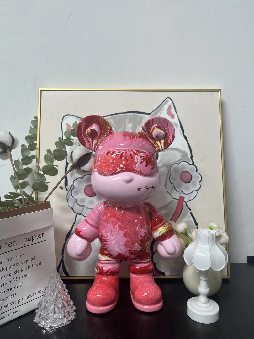 成品精品33厘米流体熊家居装饰品摆件创意潮玩手工储蓄罐生日礼物