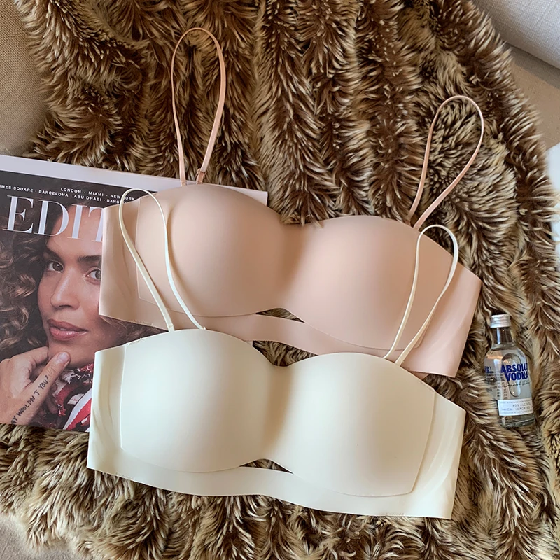 提未苏无肩带防滑内衣女美背隐形抹胸聚拢无痕新款收副乳透气文胸