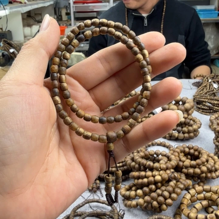 手串沉香04古珠小手围双圈3.9克