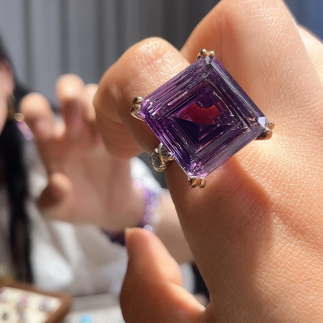 爱***虫银S925镶嵌戒指紫晶