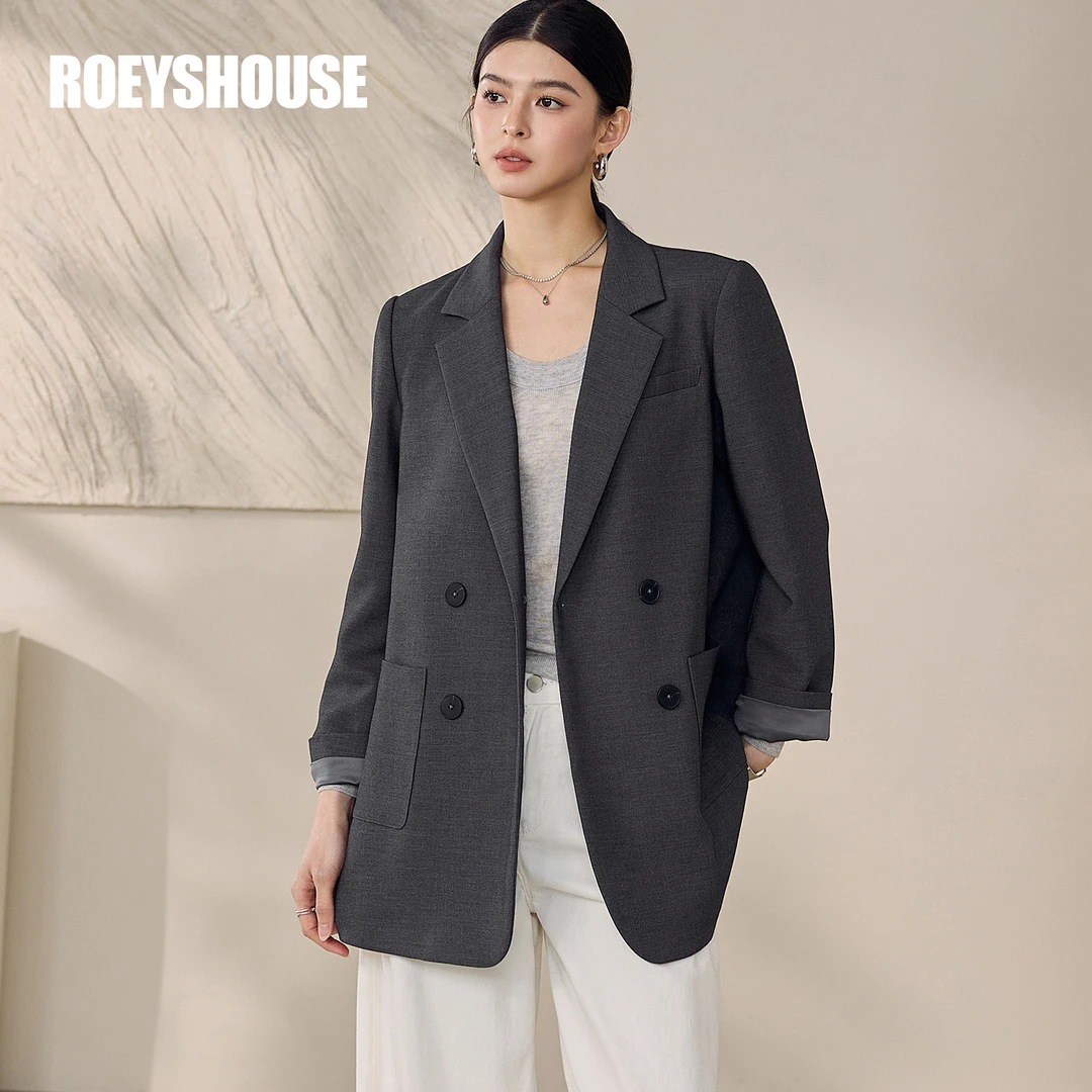 【RH】罗衣气质通勤深灰色西装外套2025秋季新款职业时尚西服12596