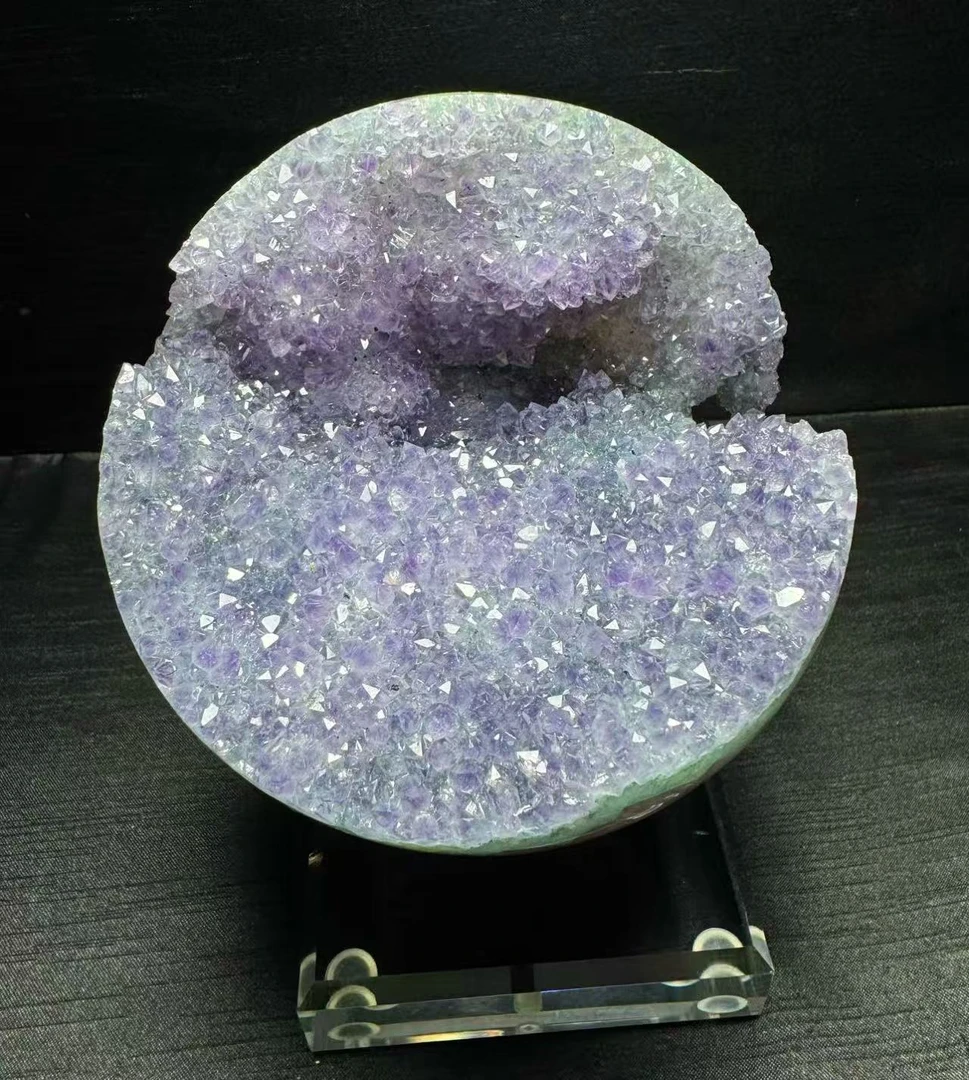 巴西原矿全抛光砂糖开口笑摆件晶牙闪亮紫罗兰色