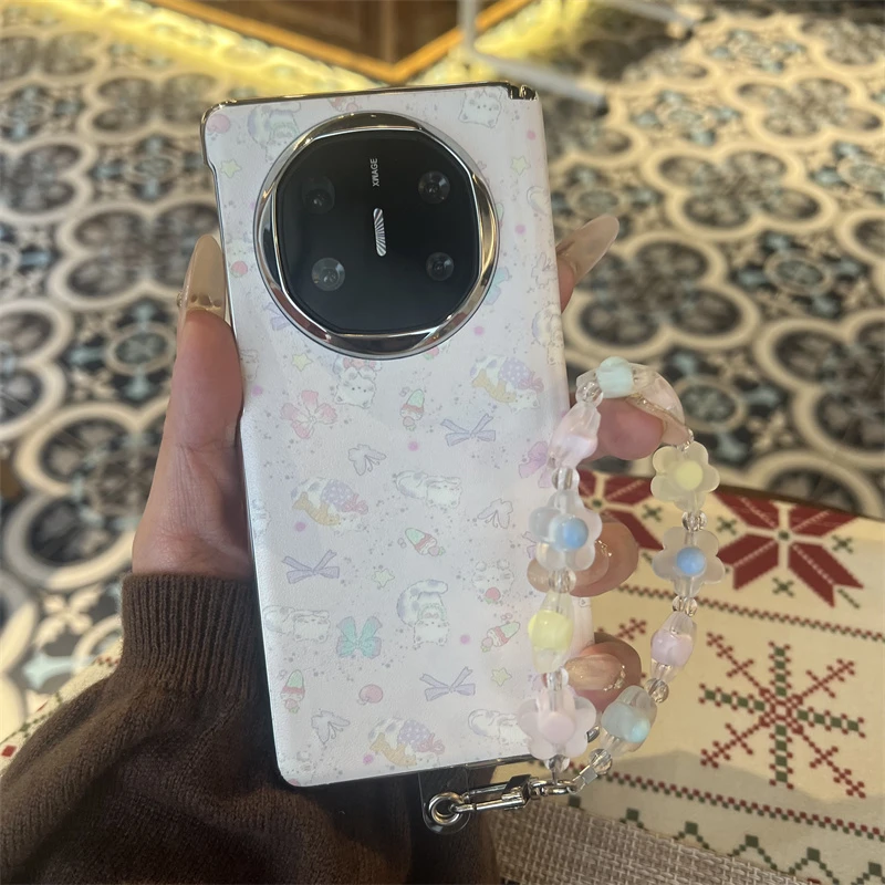 蝴蝶结雪糕猫咪适用华为matex6折叠屏手机壳x5中轴典藏版x3链条女
