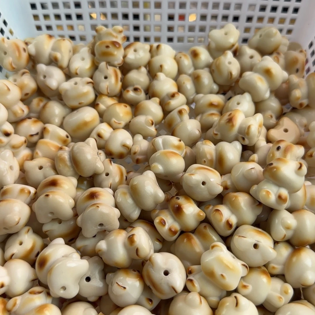 手串菩提根/象牙果微瑕疵牙果轻炭烤胖熊宝宝10颗