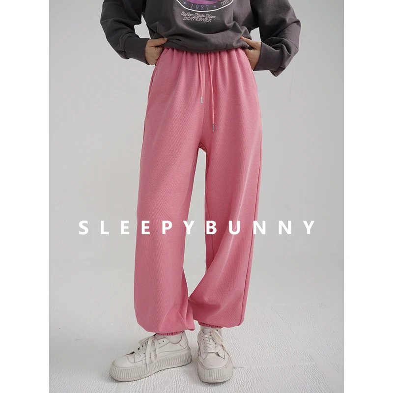 J瞌睡兔【清苍】宽松抽绳束脚卫裤春秋运动裤宽松休闲阔腿裤21621