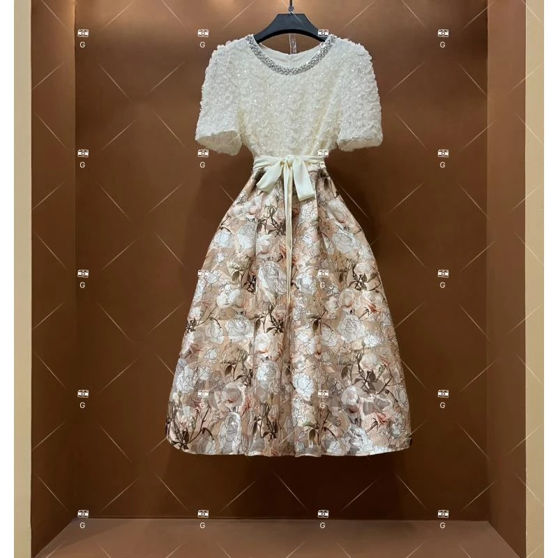 【露】春夏丨设计师轻奢法式印花女士连衣裙GS-55018