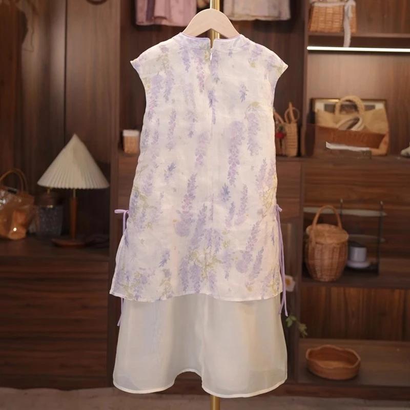 尚品琳25306女童国风连衣裙夏季儿童中式裙子夏装女孩盘扣旗袍裙