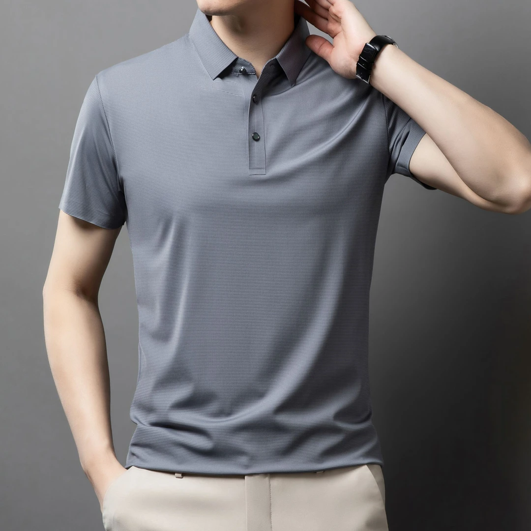 透气冰丝商务Polo衫夏季爆款宽松男士衬衫短袖T恤高质量速干薄款