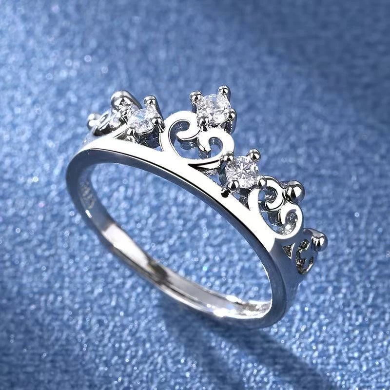 合金锆石戒指 【小皇冠】戒指女一克拉镶钻轻奢高级感气质JZ07