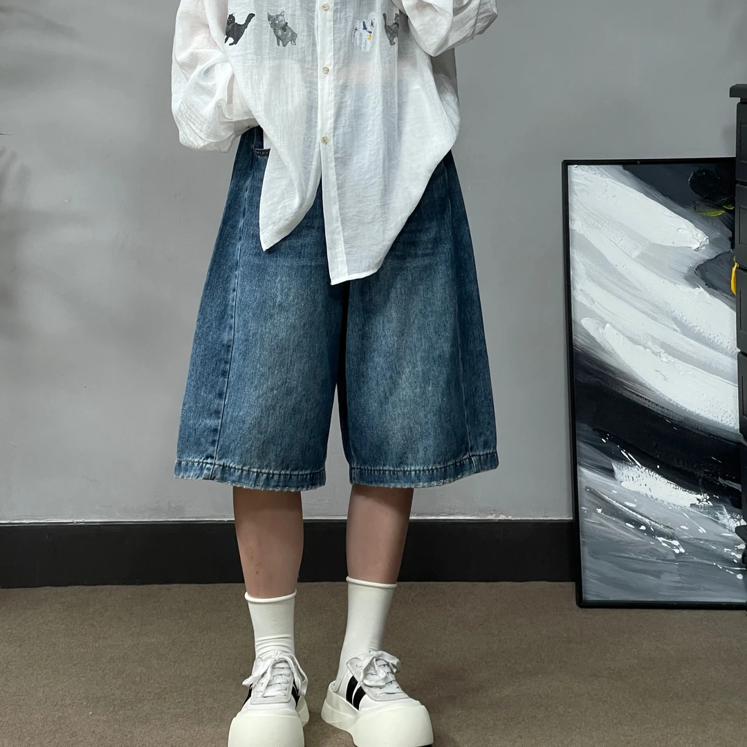 70589牛仔短裤休闲夏季复古薄款宽松潮流阔腿百搭韩版时尚设计感.