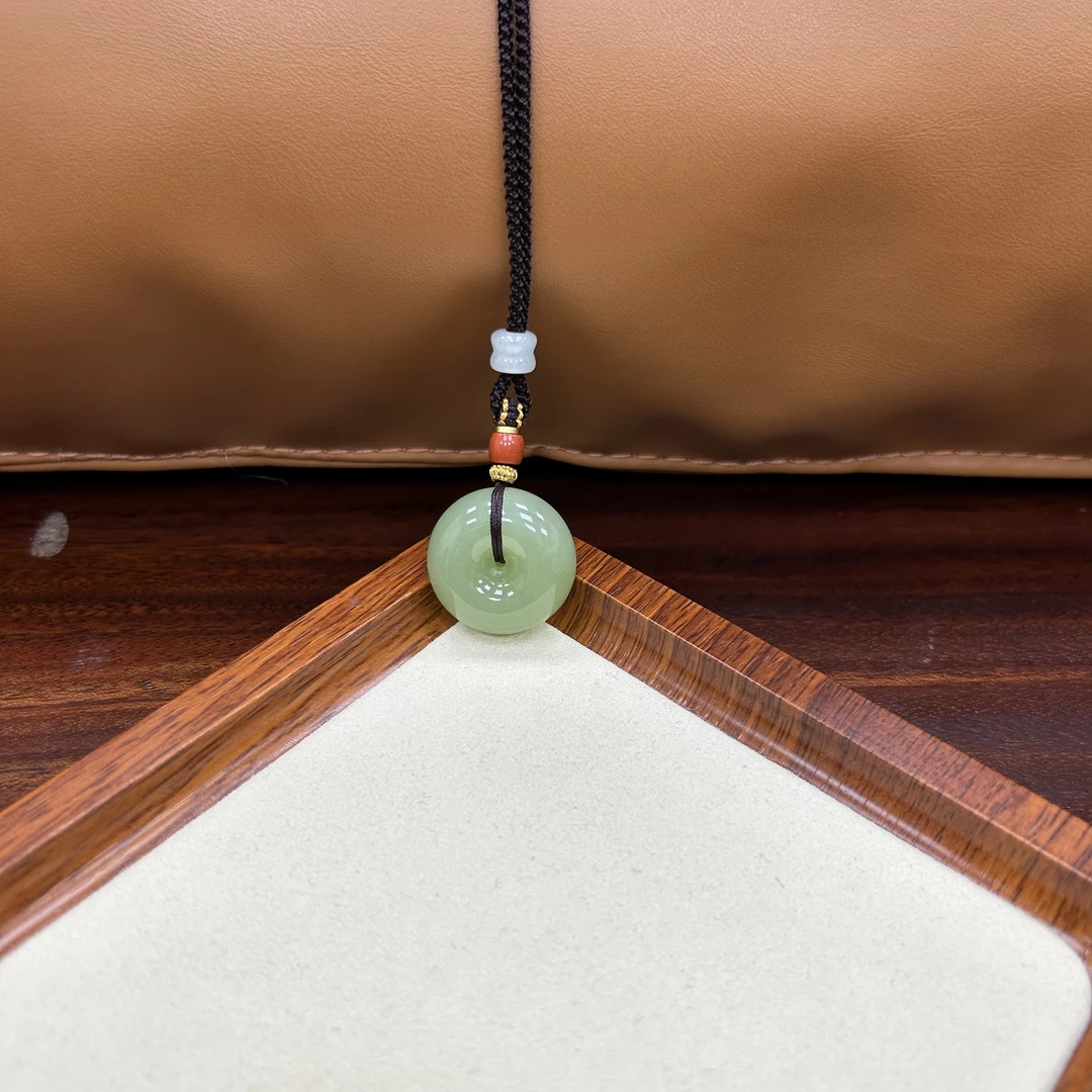 【天然和田玉】翠青厚装平安扣百搭款男士&女士款/尺寸约25*12mm