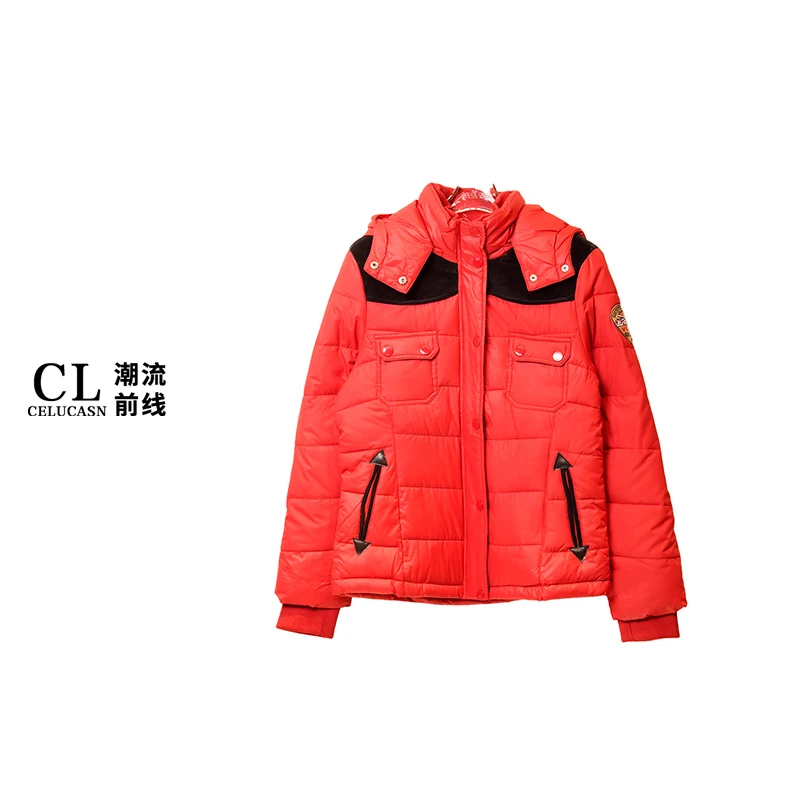 Y4WBY2472#秋冬款女装厚保暖时尚潮流拼接色棉服外套