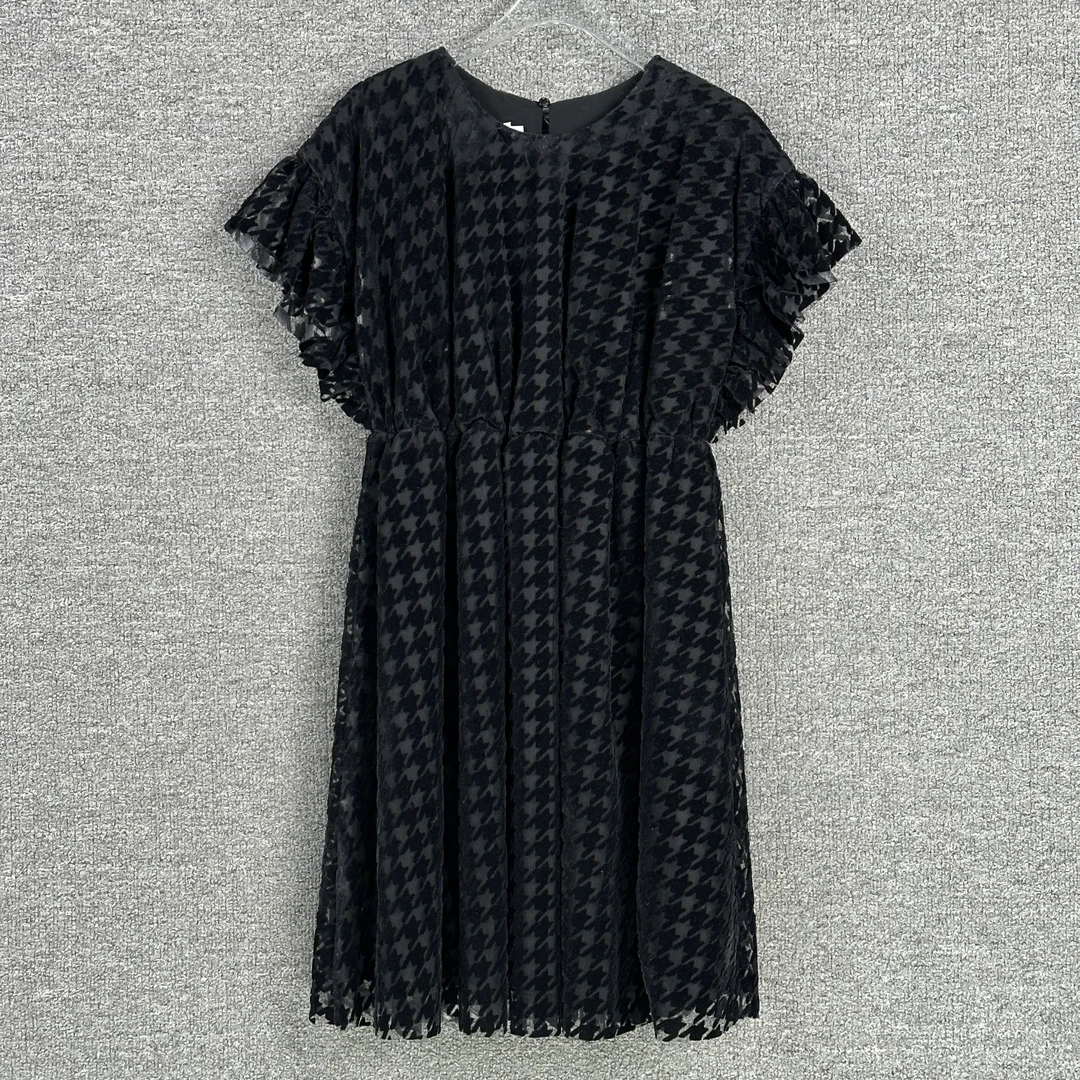 未使用 DIOR/迪奥 Dior黑色王子夏季蕾丝中长款格纹纱裙129182