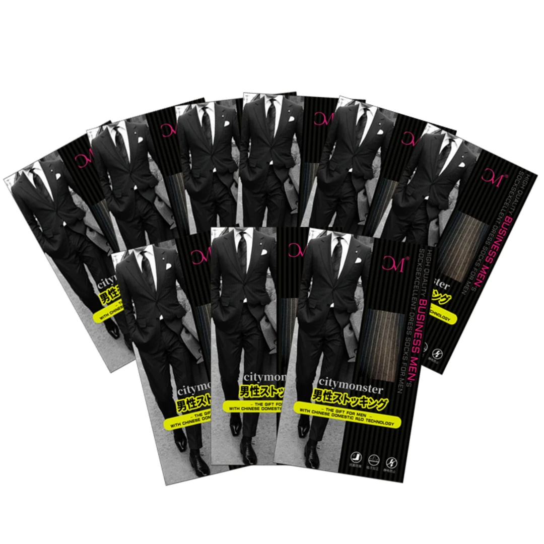 citymonster「颂」竖条纹男士丝袜长筒商务丝袜日丝厚木磨砂质感