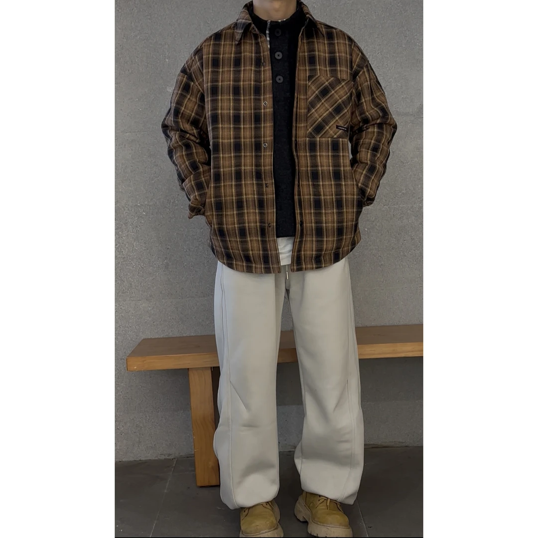 2025冬季新款格子90白鸭绒羽绒服877简单休闲百搭日常男