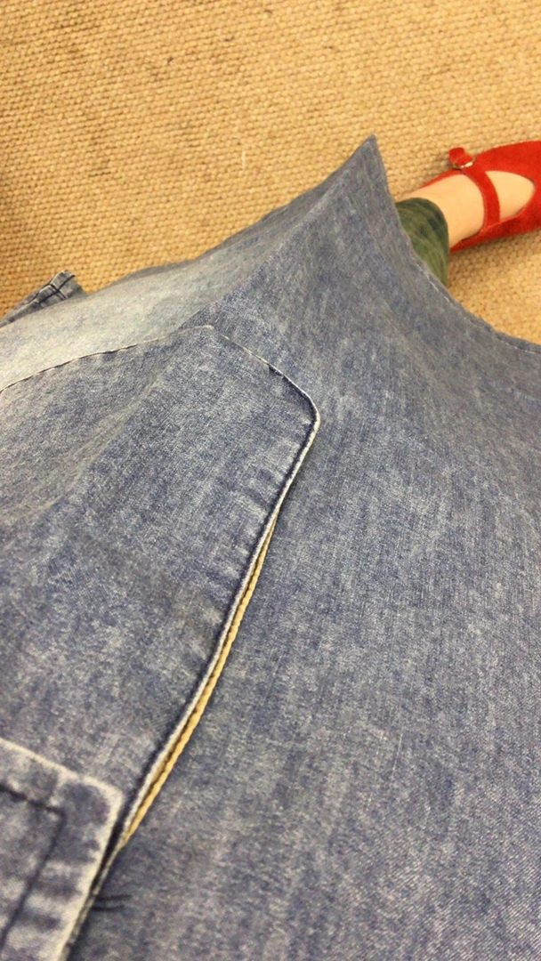 复古撞色拼接高腰显瘦百搭休闲中长款牛仔半身裙