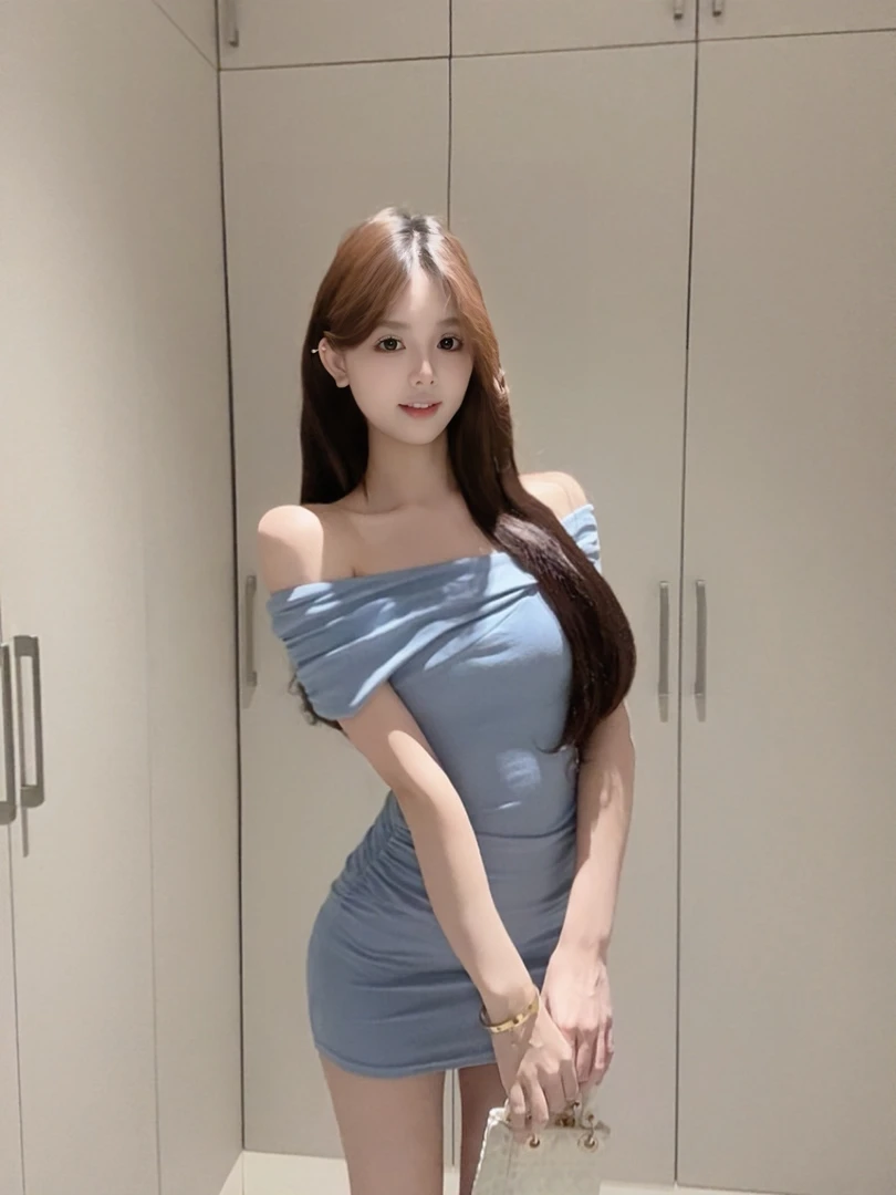 【CUTE专属】甜辣显瘦设计感抽褶一字肩短袖连衣裙气质修身包臀裙