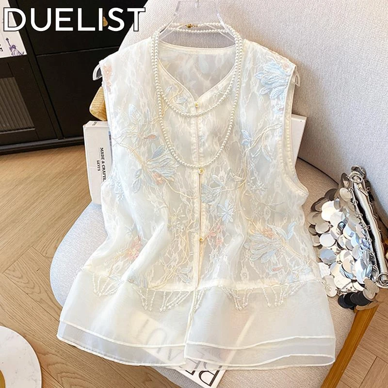 DUELIST新国风女装时尚新中式马甲夏季刺绣上衣马夹新款无袖背心