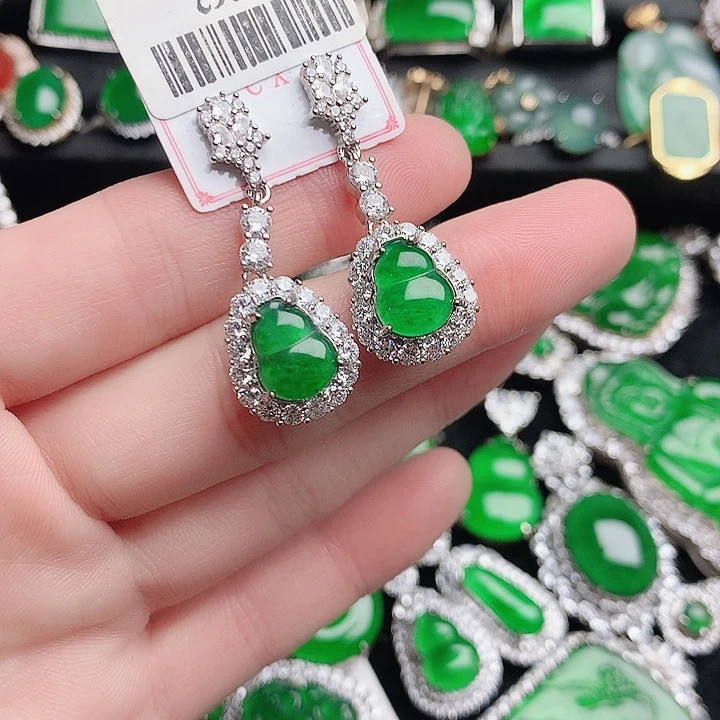 翡翠未镶嵌耳饰耳钉