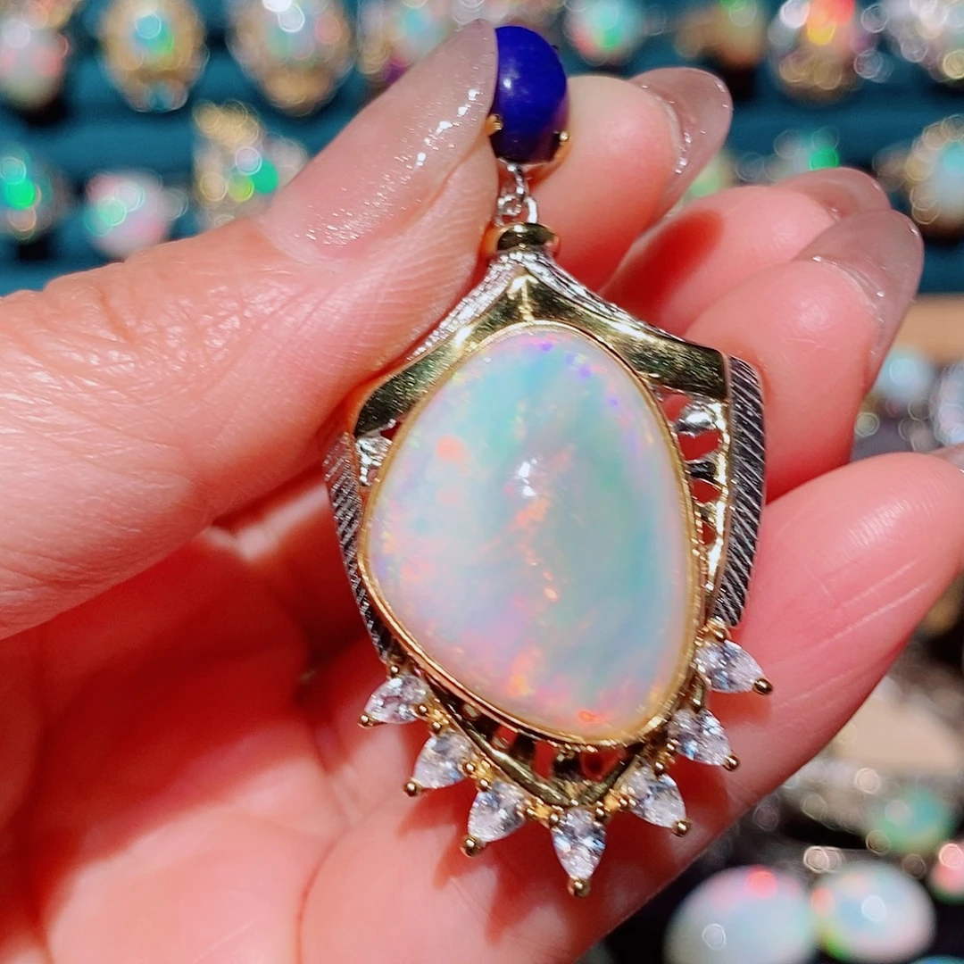 欧泊银S925镶嵌吊坠