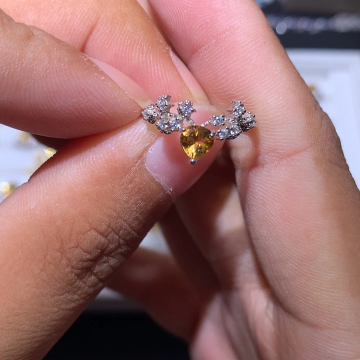 黄晶戒指银S925镶嵌戒指