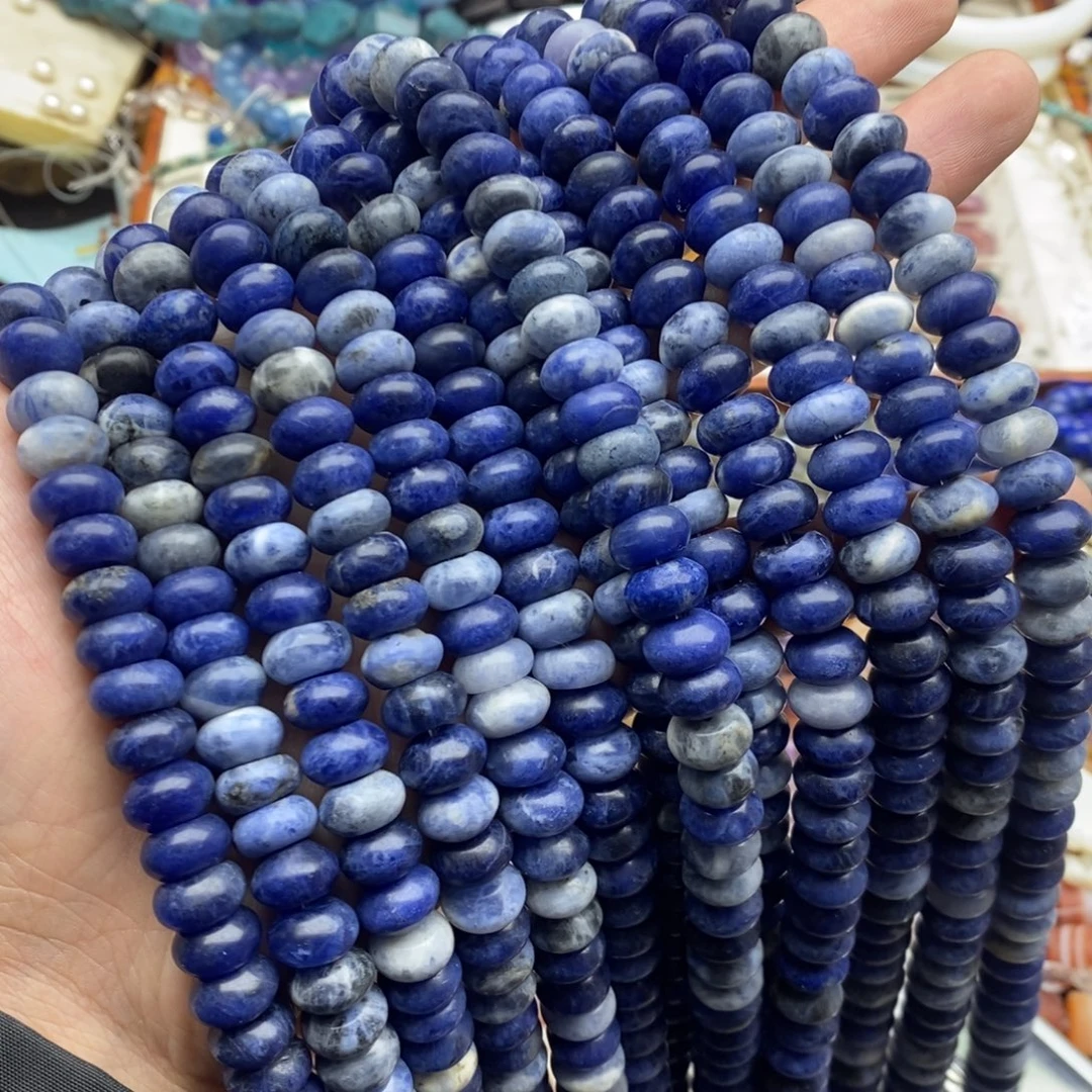 玛瑙/玉髓未镶嵌珠宝半成品一条A级天然6×10蓝纹石隔片