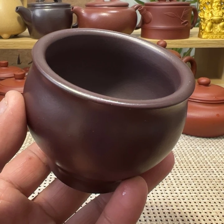 宜兴原矿紫砂石红主人杯、140CC