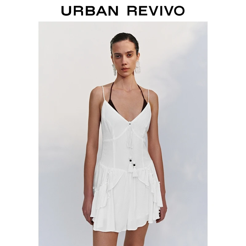 UR2025秋季新款女装氛围感荷叶边修身裙裤连身裤UYL650046