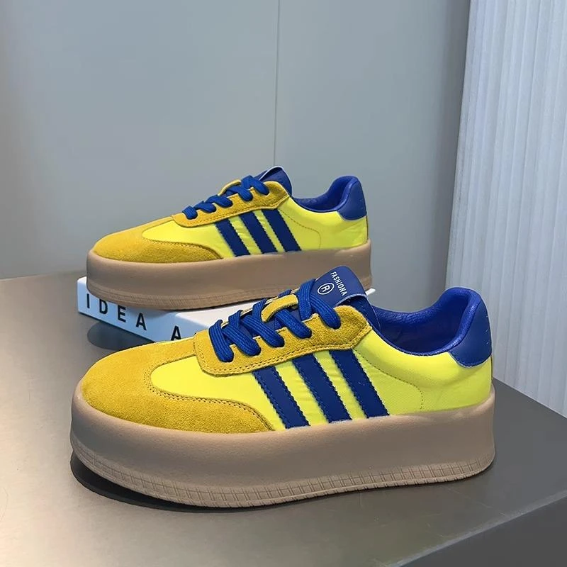 复古松糕真皮德训鞋女2025春季新款百搭厚底舒适运动休闲板鞋爆款