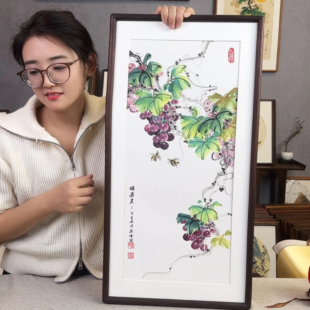 国画手绘带框尺寸： 36*69