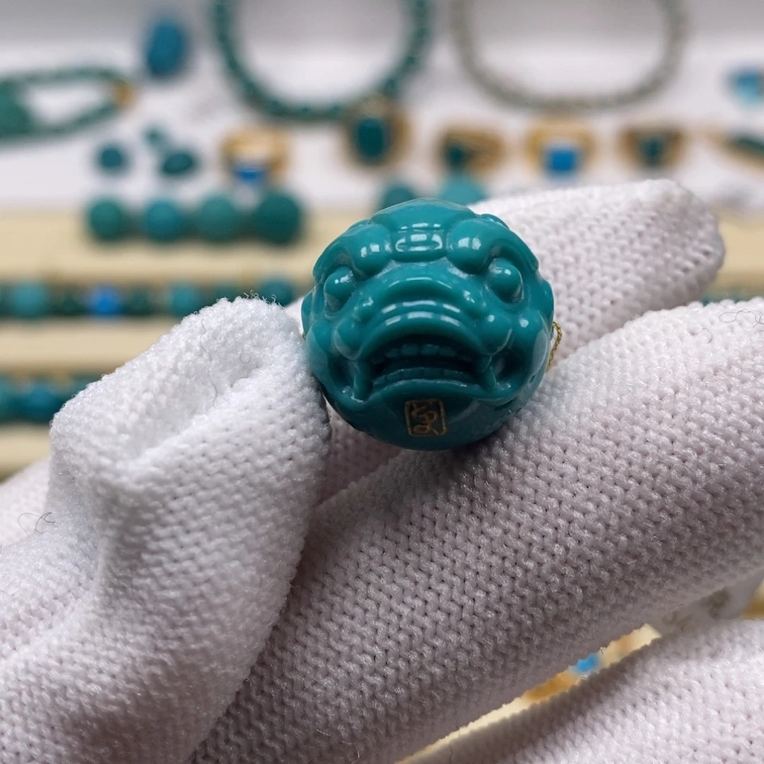 绿松石未镶嵌珠宝奇石兽珠17mm