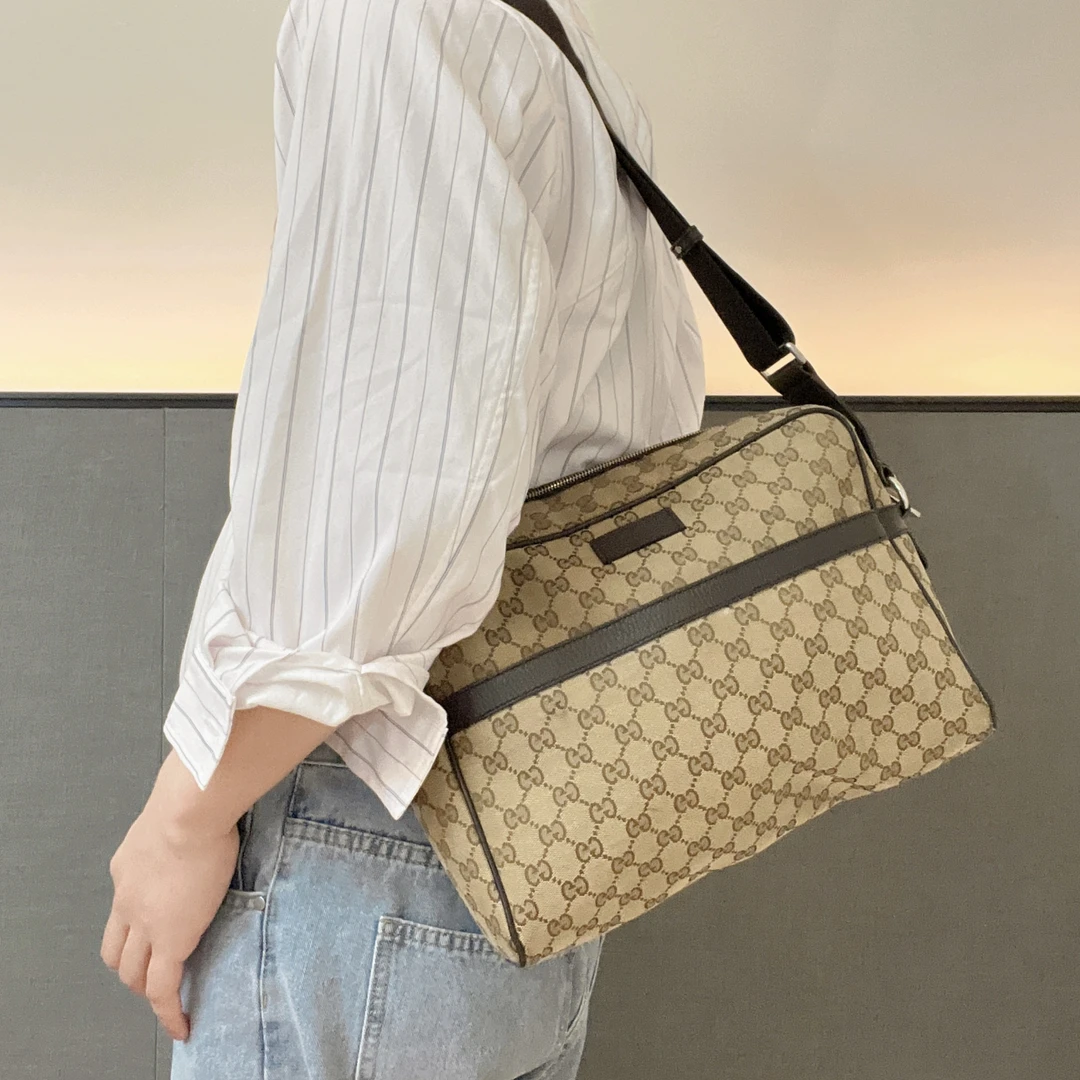 95新 GUCCI/古驰 【涛】27AD04满印老花单肩斜挎包